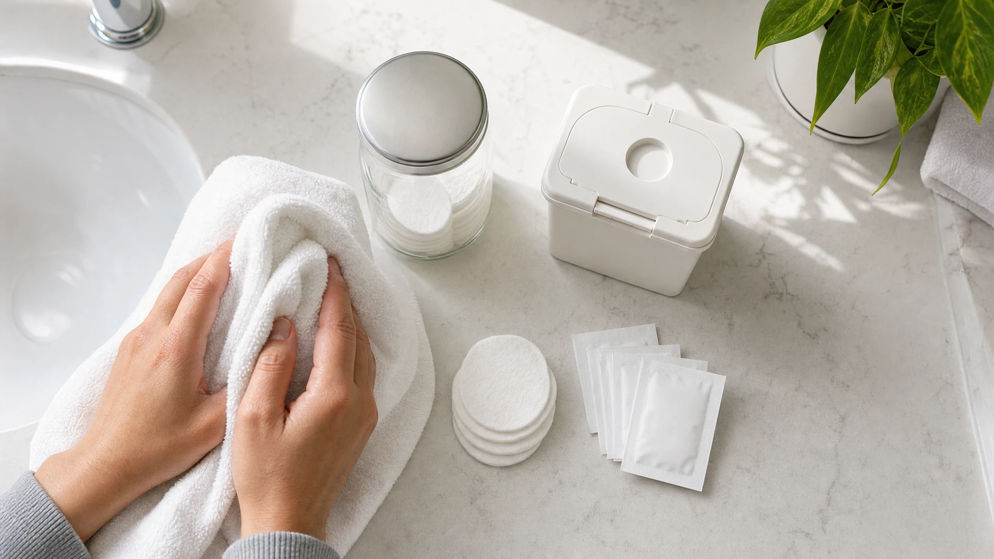 How to inject GLP-1 medication: clean hands, swabs and cotton pads laid out