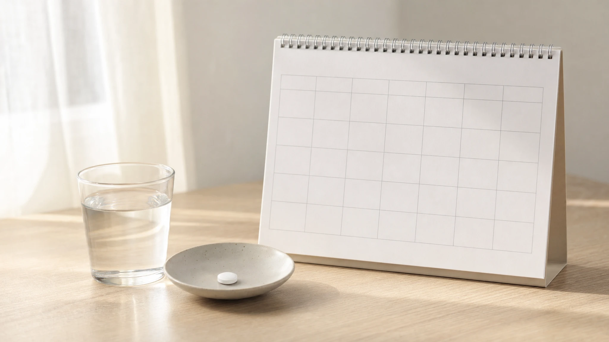 Wegovy pill: a white tablet and blank calendar, marking its expected arrival in South Africa