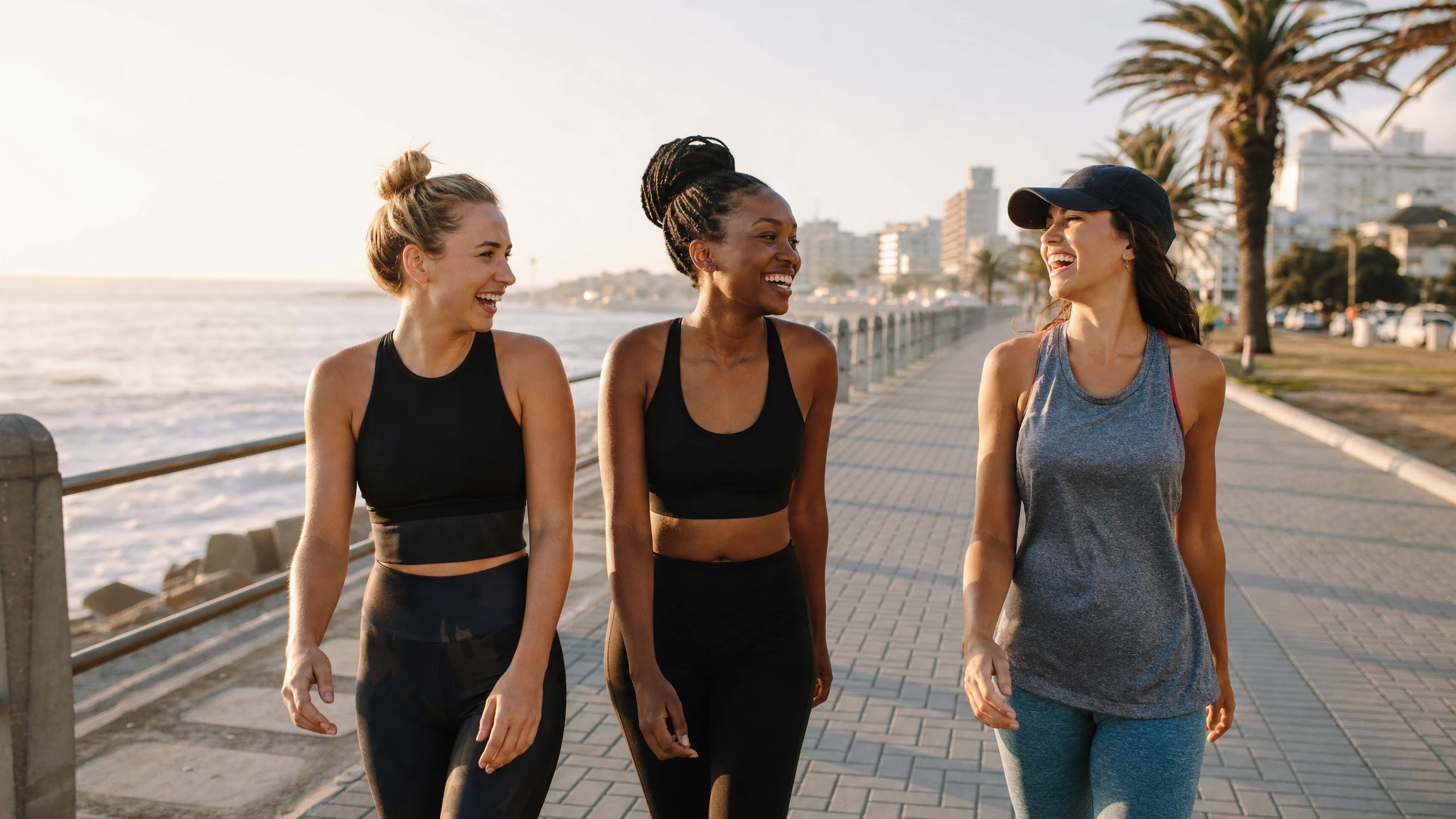 Weight loss injections South Africa: friends on a morning promenade walk